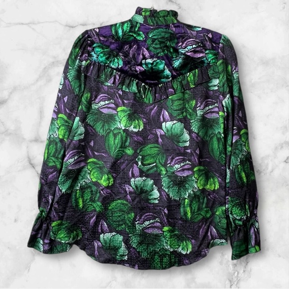 Sandro green purple blouse size 2 new never worn - Picture 3 of 6